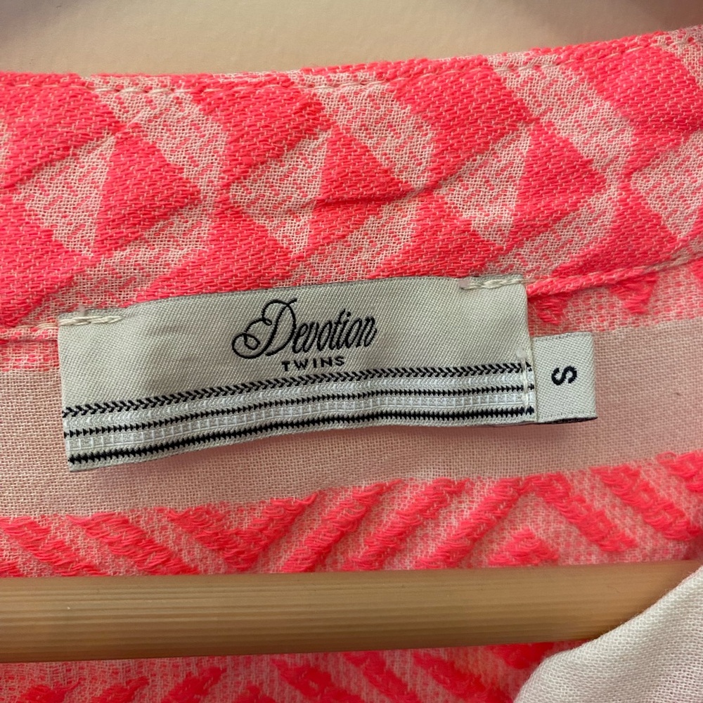 DEVOTION TWINS Ella Mini Dress | NEON PINK on OFF WHITE - Picture 6 of 6